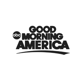 Logo of "Good Morning America" featuring bold text with "abc" in a circle. Simple black and white design.